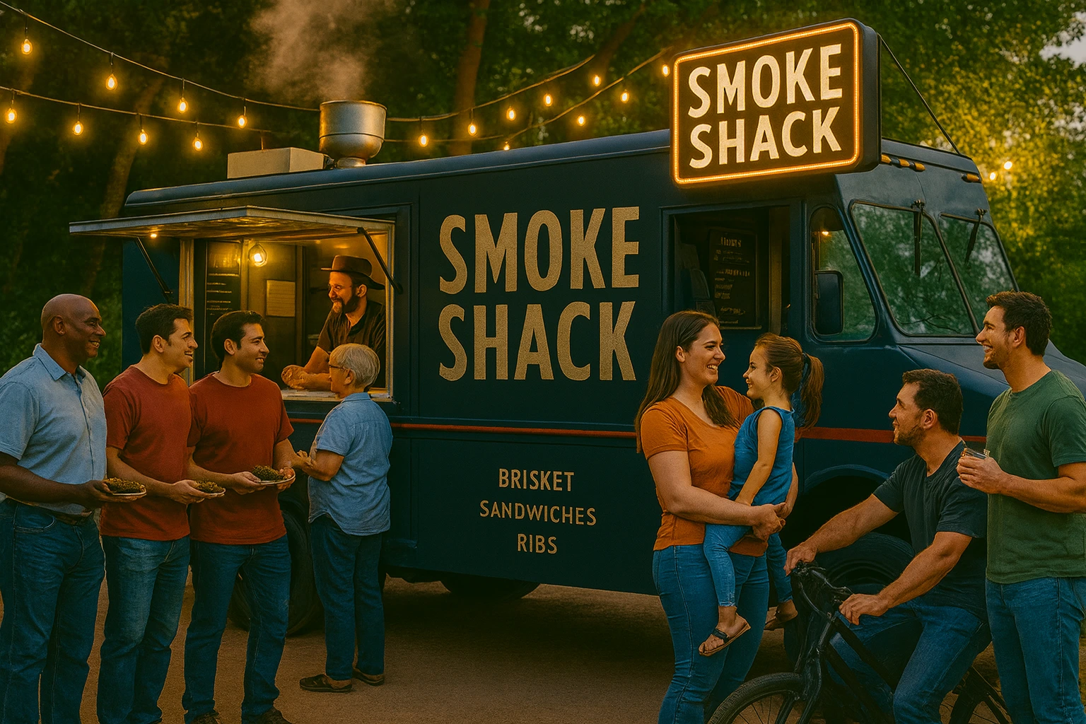 Barbecue food truck setting the mood