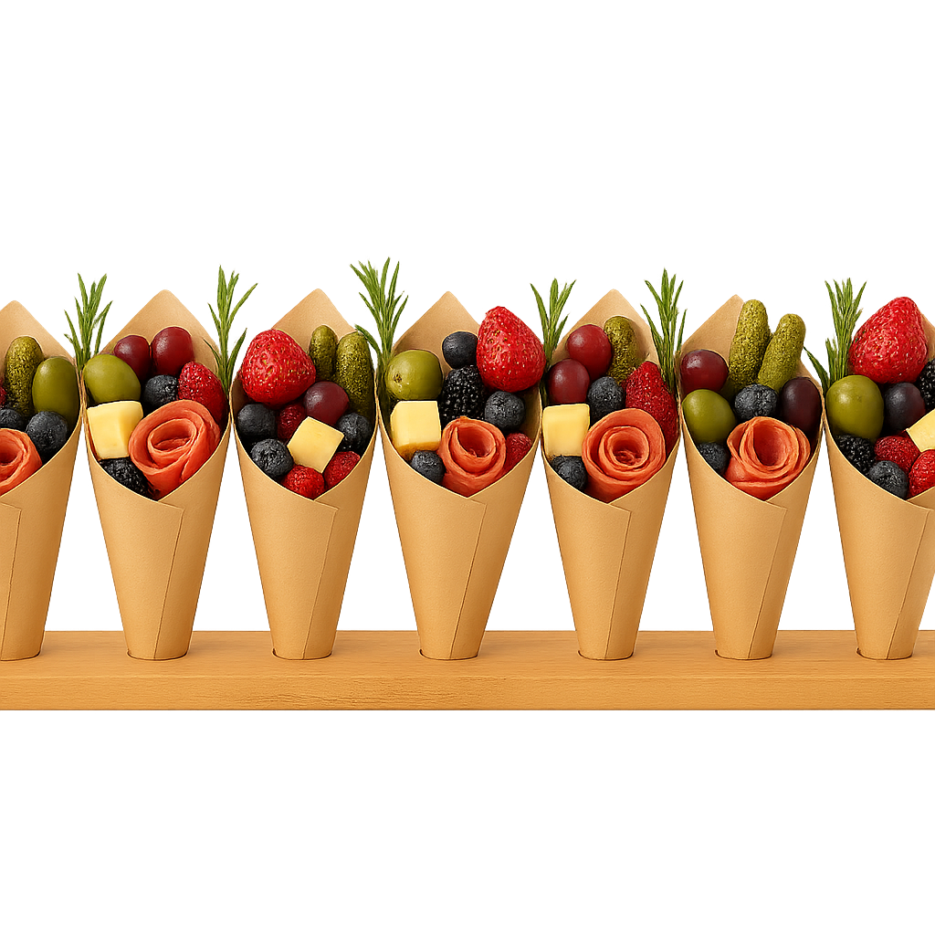 Individual charcuterie cups and cones